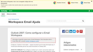 
                            1. Outlook 2007: Como configurar o Email Workspace - GoDaddy