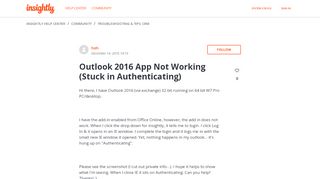 
                            13. Outlook 2016 App Not Working (Stuck in Authenticating) – Insightly ...
