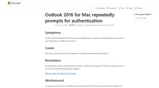 
                            4. Outlook 2016 for Mac repeatedly prompts for authentication