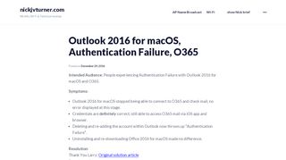 
                            5. Outlook 2016 for macOS, Authentication Failure, O365 – WLANs, Wi-Fi ...