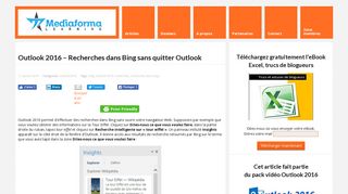 
                            10. Outlook 2016 - Recherches dans Bing sans quitter Outlook - Médiaforma