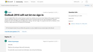 
                            1. Outlook 2016 will not let me sign in - Microsoft Community