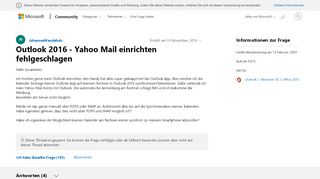 
                            9. Outlook 2016 - Yahoo Mail einrichten fehlgeschlagen - Microsoft ...