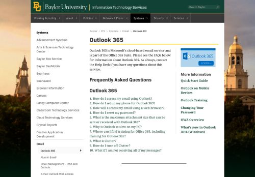 
                            13. Outlook 365 | Information Technology Services | Baylor University