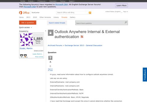 
                            5. Outlook Anywhere Internal & External authentication - Microsoft