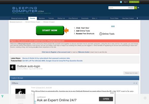 
                            7. Outlook auto-login - Windows 10 Support - Bleeping Computer