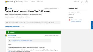 
                            2. Outlook can't connect to office 365 server - Microsoft Community