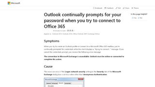
                            2. Outlook continually prompts for your password ... - Microsoft ...