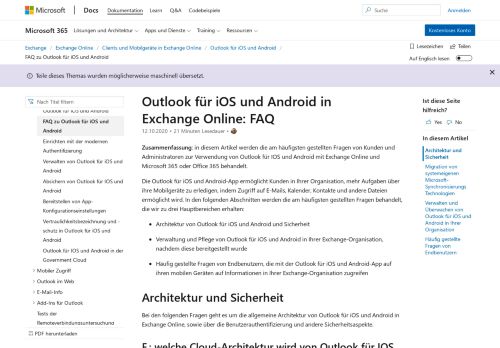 
                            6. Outlook Exchange Online – häufig gestellte Fragen ... - Microsoft Docs