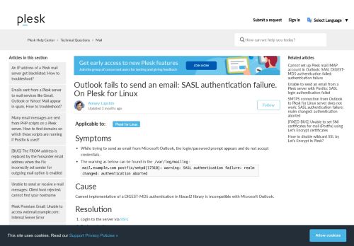 
                            11. Outlook fails to send an email: SASL authentication failure – Plesk ...