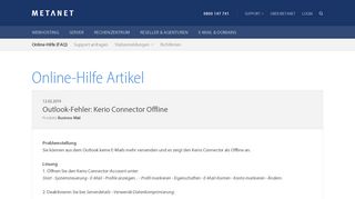 
                            10. Outlook-Fehler: Kerio Connector Offline | METANET - Web. Mail. Server.