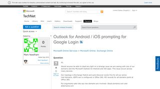
                            4. Outlook for Android / iOS prompting for Google Login - Microsoft