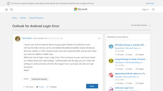 
                            2. Outlook for Android Login Error - Microsoft Tech Community - 190122