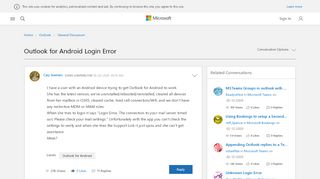 
                            1. Outlook for Android Login Error - Microsoft Tech Community - 190122