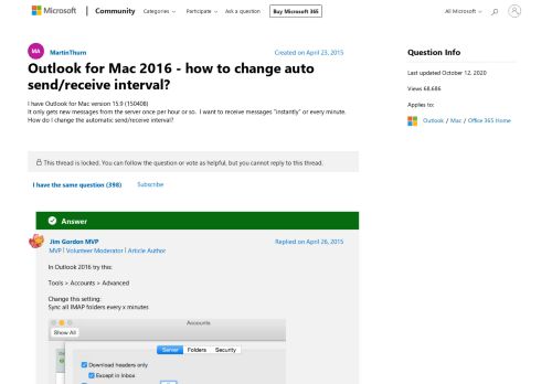 
                            11. Outlook for Mac 2016 - how to change auto send/receive - Microsoft ...