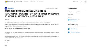 
                            7. OUTLOOK KEEPS MAKING ME SIGN IN [MICROSOFT LOG IN] - UP TO 12 ...