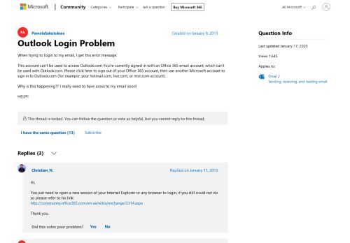 
                            2. Outlook Login Problem - Microsoft Community