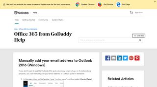 
                            7. Outlook: Manually set up email | Office 365 from GoDaddy - GoDaddy ...