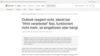 
                            6. Outlook reagiert nicht, steckt bei 