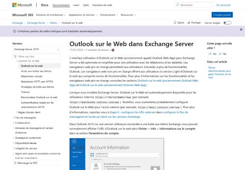 
                            4. Outlook sur le web dans Exchange Server | Microsoft Docs