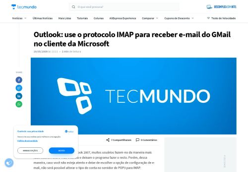 
                            13. Outlook: use o protocolo IMAP para receber e-mail do GMail no cliente ...