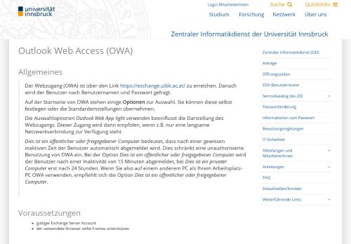 
                            7. Outlook Web Access (OWA) – Universität Innsbruck