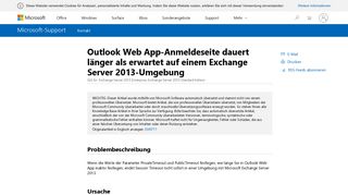 
                            1. Outlook Web App-Anmeldeseite dauert länger als erwartet auf einem ...