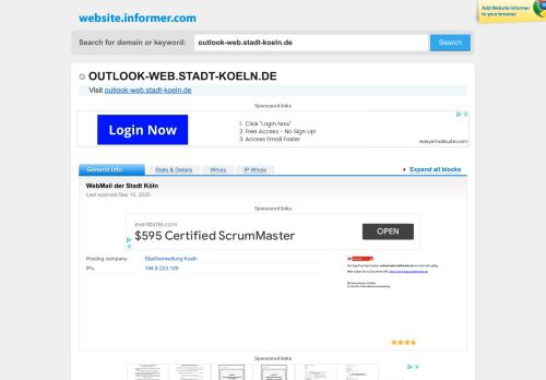 
                            2. outlook-web.stadt-koeln.de at WI. OWA - Login - Website Informer