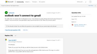 
                            10. outlook won't connect to gmail - Microsoft Community