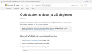 
                            8. Outlook.com-is sisse- ja väljalogimine - Outlook - Office Support