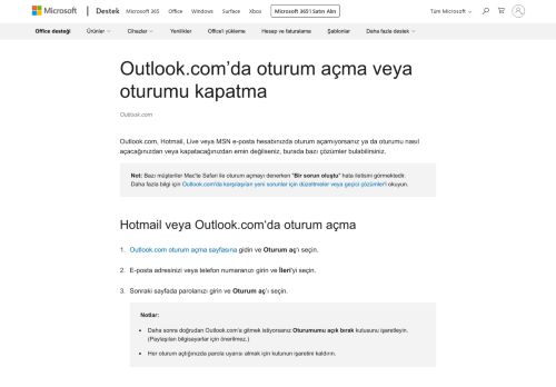 
                            6. Outlook.com'da oturum açma veya oturumu kapatma - Outlook