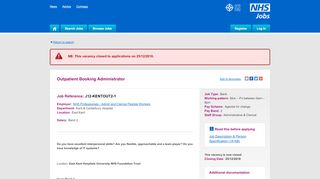 
                            13. Outpatient Booking Administrator - NHS Jobs