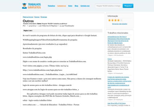 
                            5. Outros - Trabalho Universitário - - Trabalhos Gratuitos