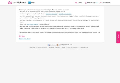 
                            4. OV-chipkaart - I can't log in to my OV-chip account. What should I do?