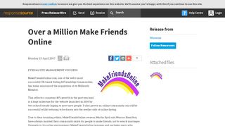 
                            7. Over a Million Make Friends Online - ResponseSource