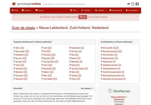 
                            7. Over de plaats Nieuw-Lekkerland, NL » Genealogie Online