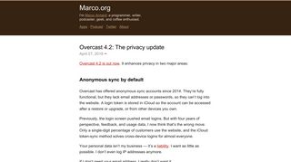 
                            5. Overcast 4.2: The privacy update – Marco.org
