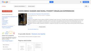 
                            8. OVERCOMING HUNGER AND RURAL POVERTY BRAZILIAN EXPERIENCES