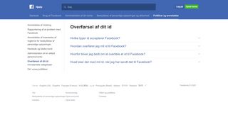 
                            6. Overførsel af dit id | Facebooks Hjælp | Facebook