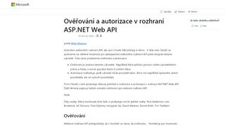 
                            2. Ověřování a autorizace v rozhraní ASP.NET Web API | Microsoft Docs