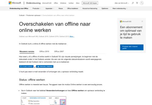 
                            4. Overschakelen van offline naar online werken - Outlook