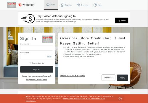 
                            5. Overstock Store Credit Card - Manage your account - Comenity