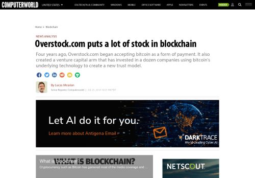 
                            13. Overstock.com puts a lot of stock in blockchain | Computerworld
