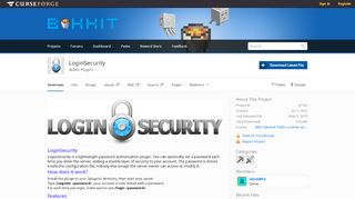 
                            2. Overview - LoginSecurity - Bukkit Plugins - Projects - Bukkit