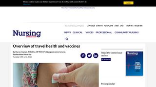 
                            12. Overview of travel health and vaccines | Nursing in Practice