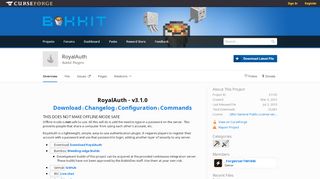 
                            9. Overview - RoyalAuth - Bukkit Plugins - Projects - Bukkit