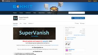 
                            5. Overview - SuperVanish - Bukkit Plugins - Projects - Bukkit