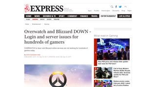 
                            12. Overwatch and Blizzard DOWN - Login and server issues for hundreds ...