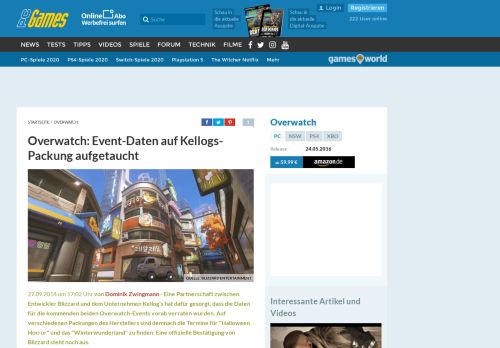 
                            11. Overwatch: Event-Daten auf Kellogs-Packung aufgetaucht - PC Games