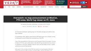 
                            9. Overwatch: no map announcement at BlizzCon, PTR notes, World Cup ...